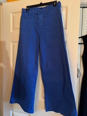MOTHER High-Rise Wide Leg Jeans in Cobalt Blue